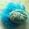 A fashionable and beautiful blue synthetic fiber wig for a dance party performance, featuring a medium-length, fluffy, washed gel and small curls Specification image